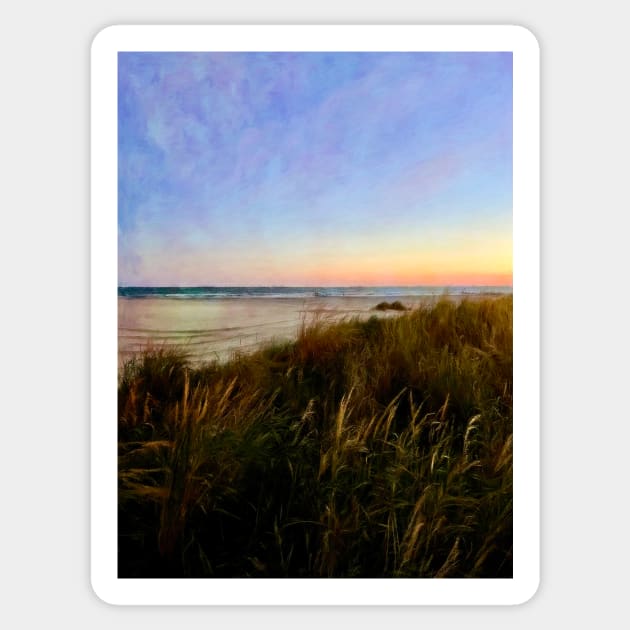 By the Golden Beach at Sunset by Pamela Storch Sticker by Pamela Storch